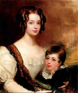 A Portrait Of Lady Gordon Campbell And Son by John Watson Gordon