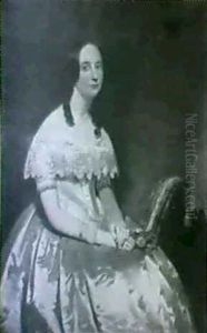 Portrait Of A Woman In White Satin Dress