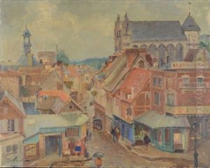 City Scene (possibly Quebec) by Leon Gordon