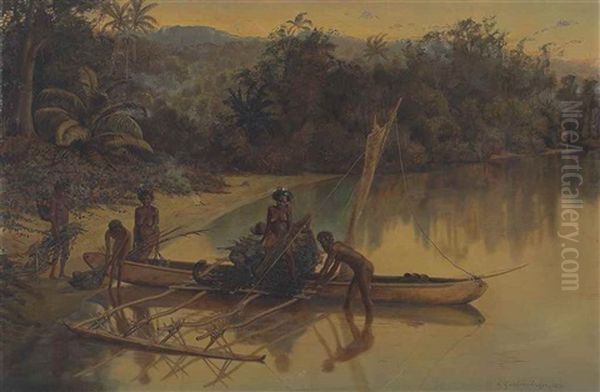 An Outrigger In The New Hebrides - view 1