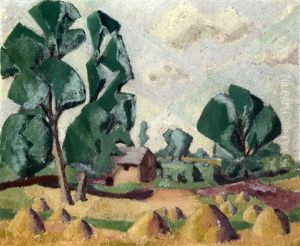 The Cornfield (+ Oil Sketch, Verso) by Spencer Frederick Gore