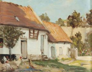 Chickens By Farmyard Door