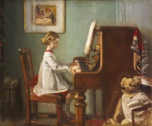 The Artist's Daughter Playing The Piano - view 1