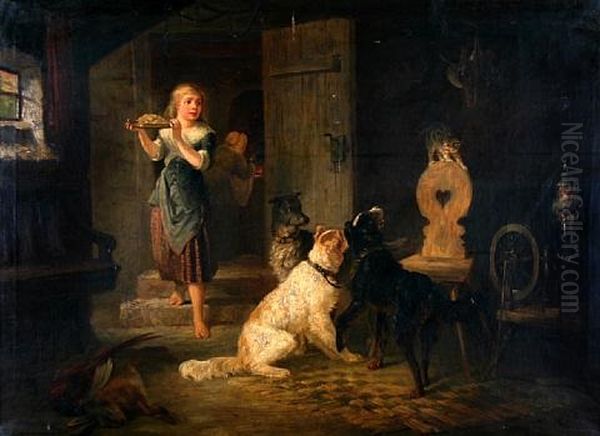 Dogs And Cat In A Game Larder - view 1