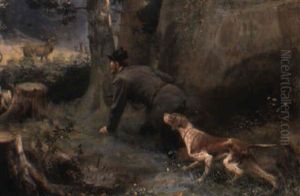 Skogsparti Med Jagare Och Hund by Marie Goerlich