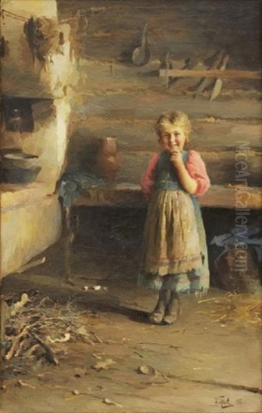 Peasant Girl By The Fireplace - view 1