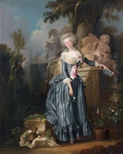 Portrait D'une Elegante Dans Un Parc by Henri Nicolas Van Gorp
