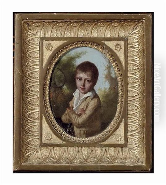 Portrait De Jeune Garcon Au Filet A Papillon - view 1