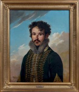 Portrait En Buste D'un Officier Du 7e Regiment De Hussards by Henri Nicolas Van Gorp