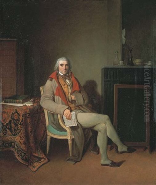 Portrait D'homme Assis Lisant La Gazette Nationale - view 1