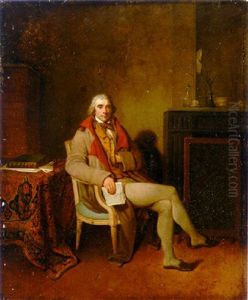 Portrait Of A Gentleman Holding La Gazette Nationale, In An Interior