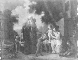 Groupe De Femmes Et D'enfants by Henri Nicolas Van Gorp