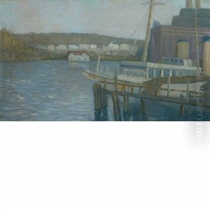 Wharf With Sailboat And Village Wharf With Sailboat And Village