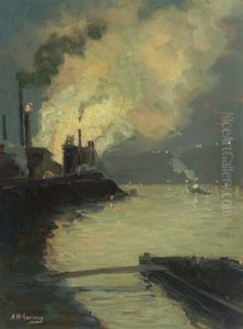 Steel Mill At Night (jones & Laughlin By Night) by Aaron Harry Gorson