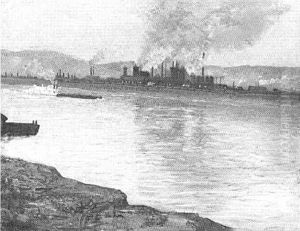 Blast Furnaces On The River At Twilight by Aaron Harry Gorson