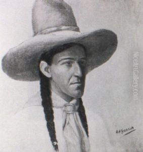 Portrait Of An Indian With Braids by Aaron Harry Gorson