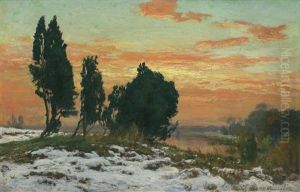 Early Snow. Sunset