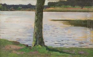 Tree Trunk Against River