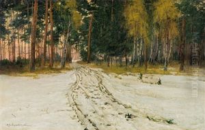 Forest In Winter Sunset by Michael Gorstkin-Wywiorski