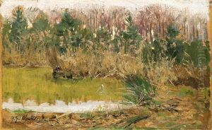 Pond In Woods by Michael Gorstkin-Wywiorski