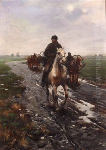 Men On Horseback On Dirt Road