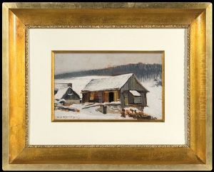 Cottages In The Snow by Michael Gorstkin-Wywiorski