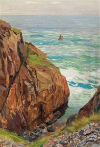 Rote Felsen Am Meer by Michael Gorstkin-Wywiorski