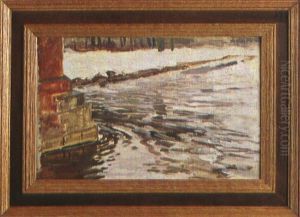 Fluss Im Winter by Michael Gorstkin-Wywiorski