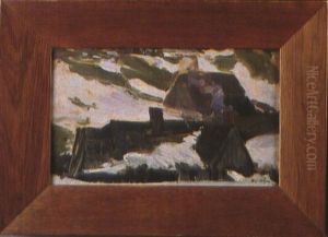 Dorf In Den Bergen Bei Schnee by Michael Gorstkin-Wywiorski