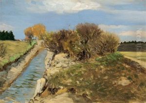 Fruhlingslandschaft Am Bach by Michael Gorstkin-Wywiorski