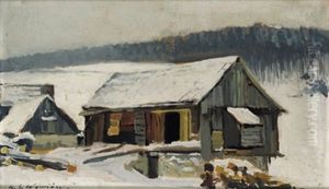 Bauernhof Im Winter by Michael Gorstkin-Wywiorski