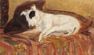Weiser Hund Auf Sofa (jack Russell) by Michael Gorstkin-Wywiorski