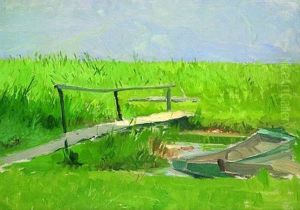 Schilflandschaft Mit Holzsteg by Michael Gorstkin-Wywiorski