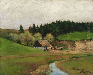 Sommerlandschaft Mit Bachlauf by Michael Gorstkin-Wywiorski