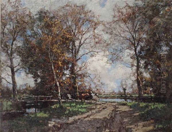 Cows Along A Path Near The Vordense Beek - view 1