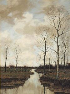 A River Landscape In Autumn by Arnold Marc Gorter