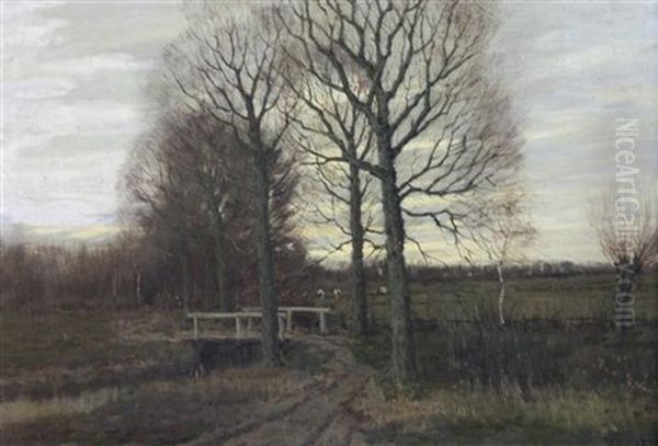 Winter Landscape With Cattle Grazing - view 1