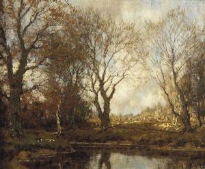 Ducks Near A Pond In Autumn by Arnold Marc Gorter