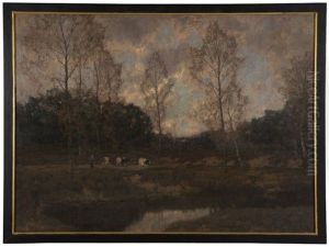 Cows And Figure In A Landscape