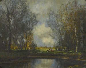 Cattle Resting Near A Pond by Arnold Marc Gorter