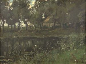 A Farmyard Near A Pond by Arnold Marc Gorter