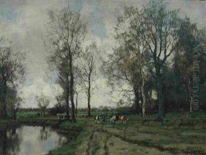 Harmelen - A Milkmaid And Cows By A River