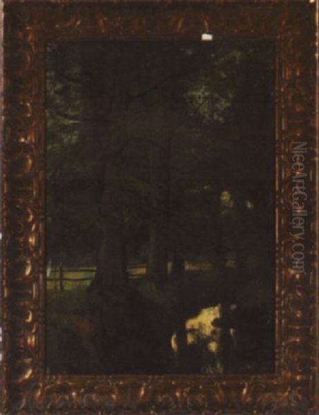 Forest Scene With Fence And Stream - view 1