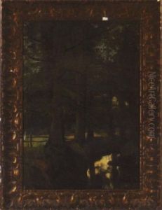 Forest Scene With Fence And Stream