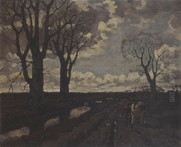 A Peasant With Two Cows On A Country Road - view 1