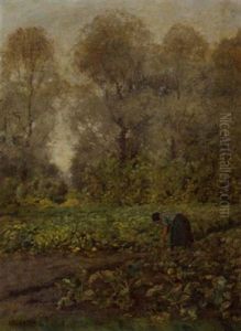A Peasant Woman Working In The Vegetable Garden by Arnold Marc Gorter