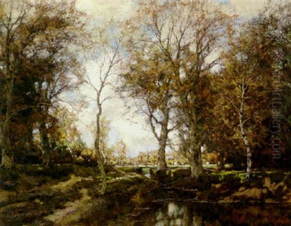 A Pastoral Wooded Scene With Cows Grazing By A Stream - view 1