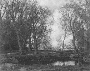Landscape With Trees And A Pond by Arnold Marc Gorter