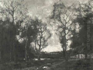 Landscape With A Thatched Roof Cottage by Arnold Marc Gorter