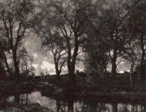 Landscape With Trees Reflecting In A Stream Landscape With Trees Reflecting In A Stream